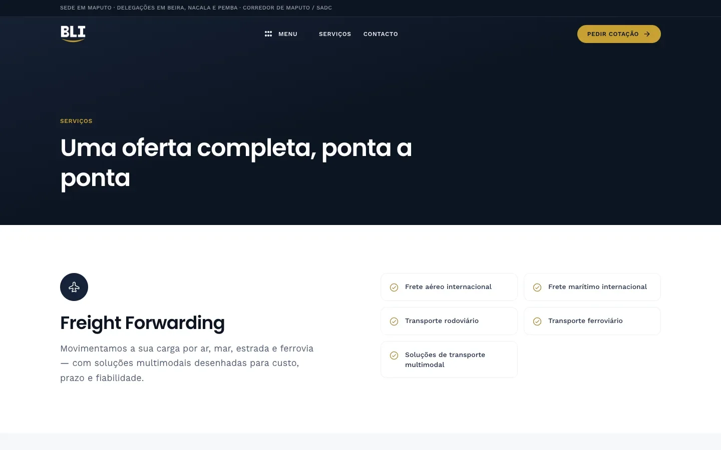 Página de serviços