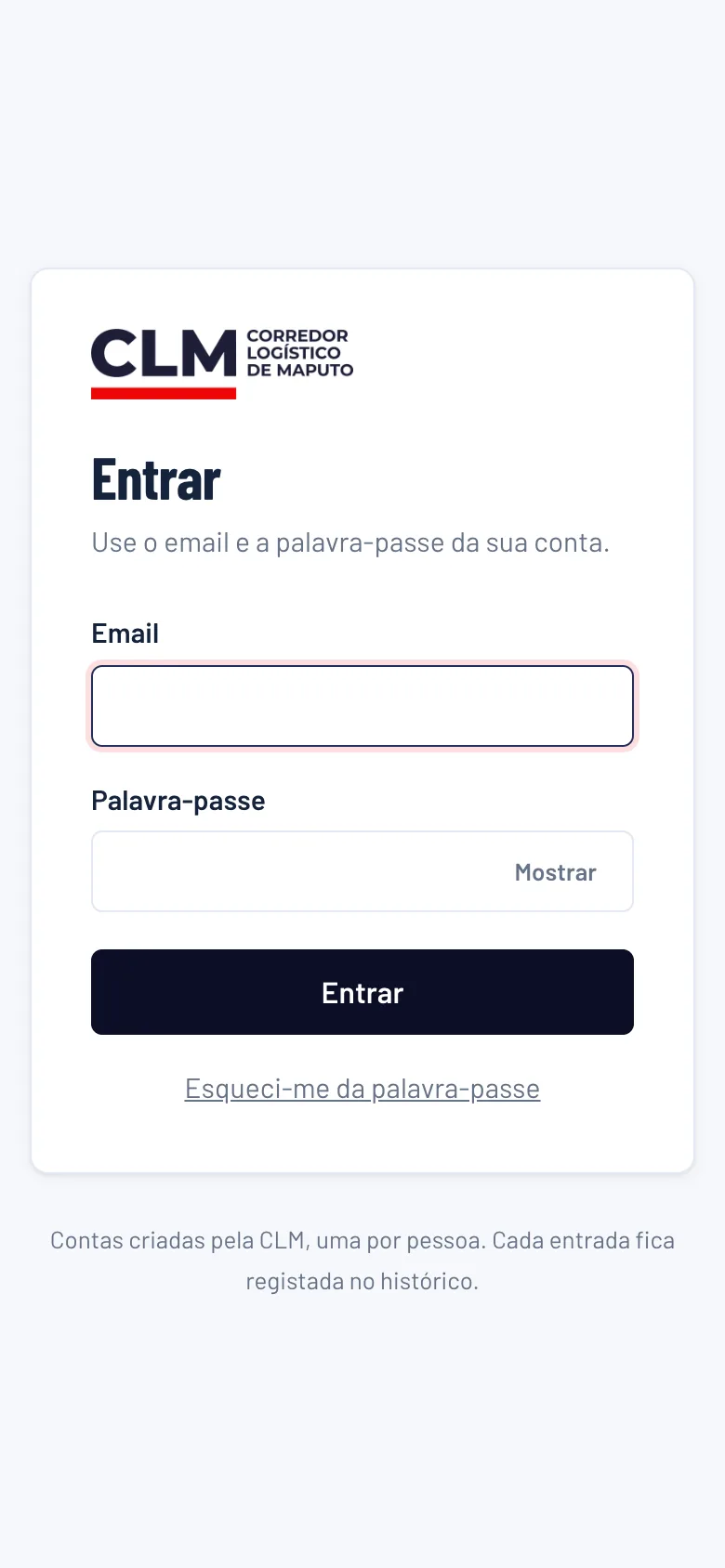 Ecrã do CLM Custos — versão móvel