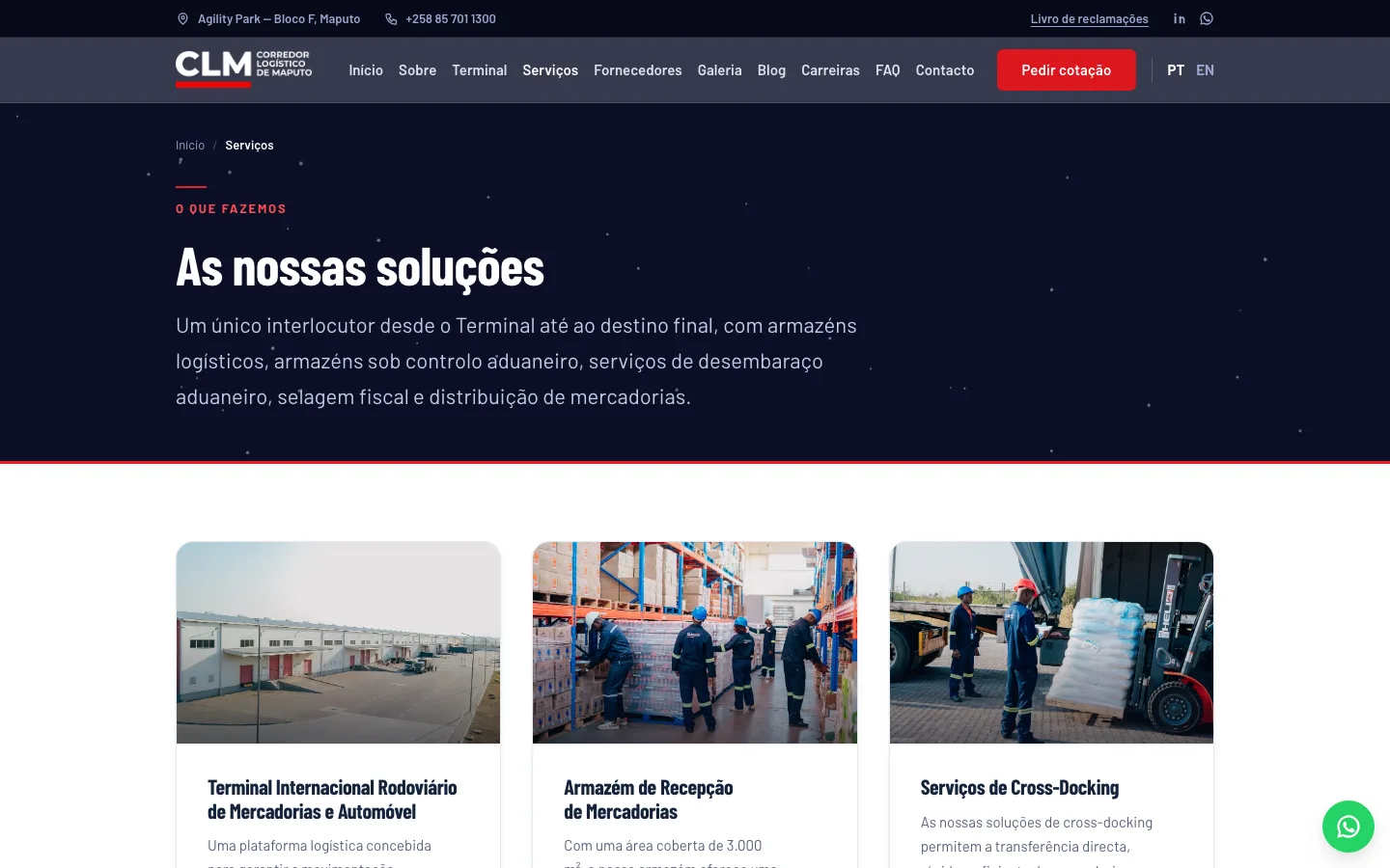Site público: página de serviços