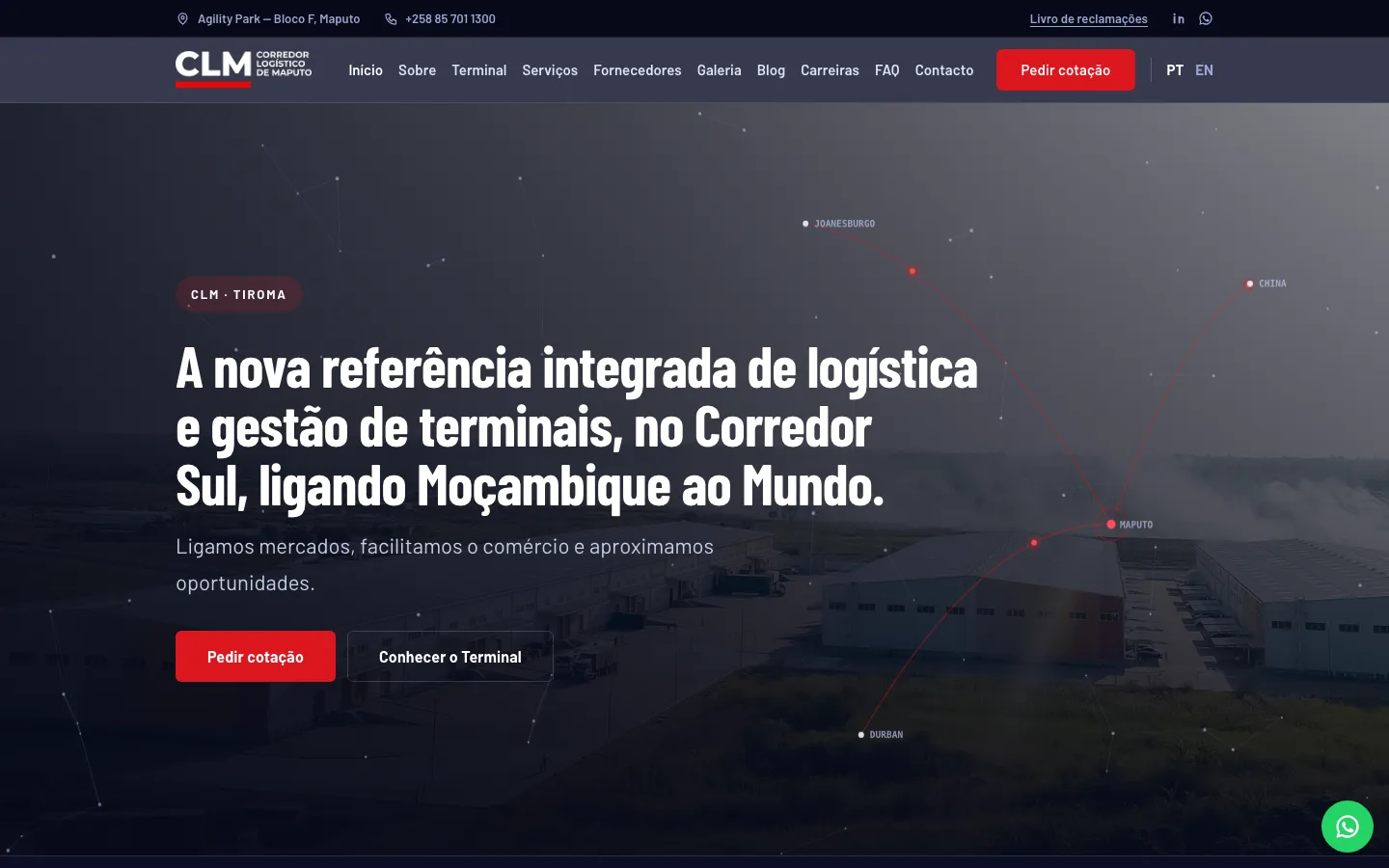 Ecrã do Portal CLM