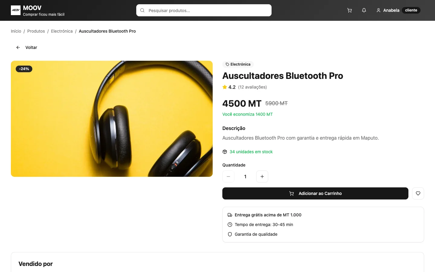 Página de produto