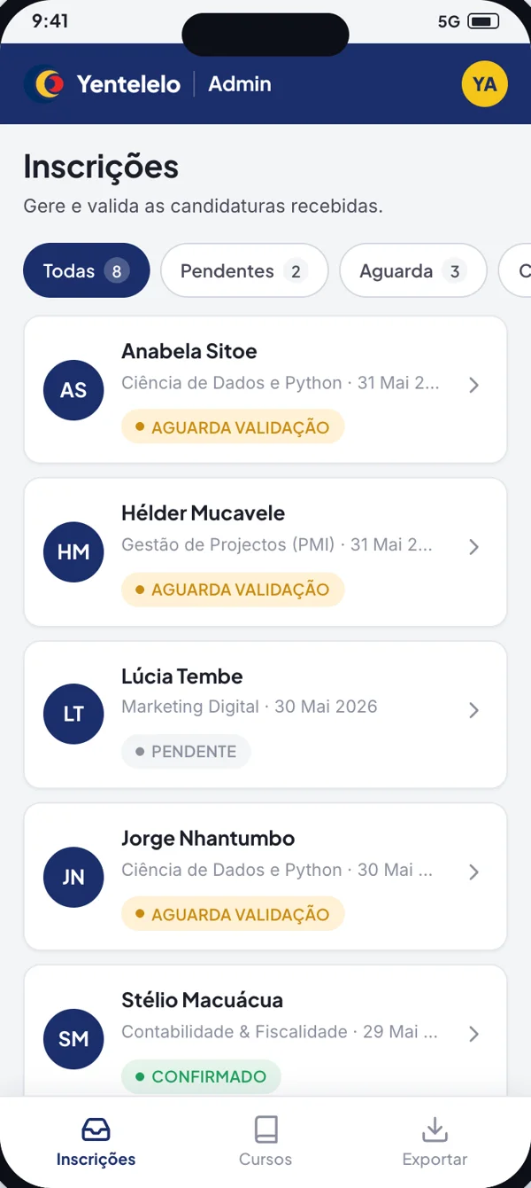 Validação pelo admin